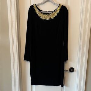 Calvin Klein Black Dress with Gold Detailing